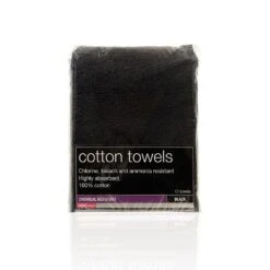 Salon Services Bleach Resistant Towels, Black, Pack Of 12