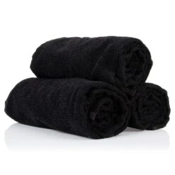 S-PRO Black Microfibre Towels, Pack Of 6