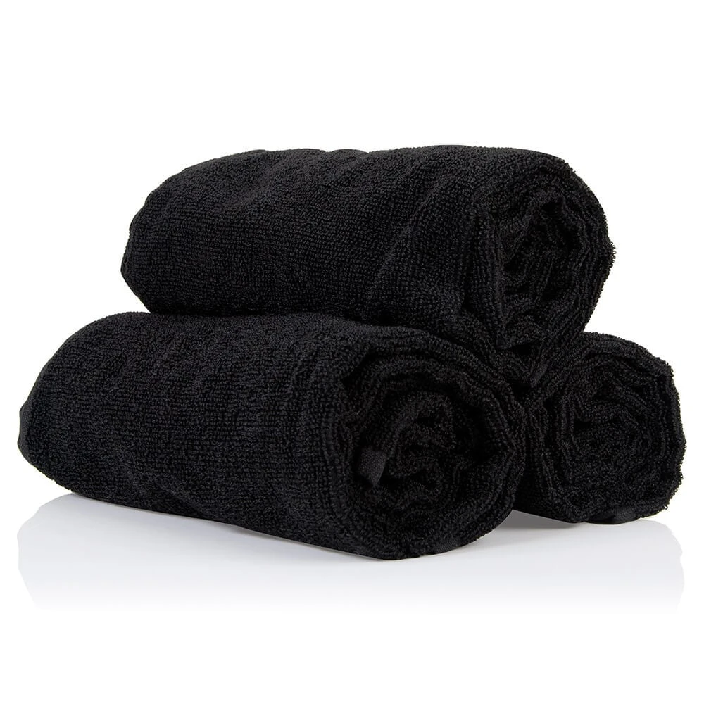 S-PRO Black Microfibre Towels, Pack Of 6 3 S-PRO Black Microfibre Towels, Pack Of 6