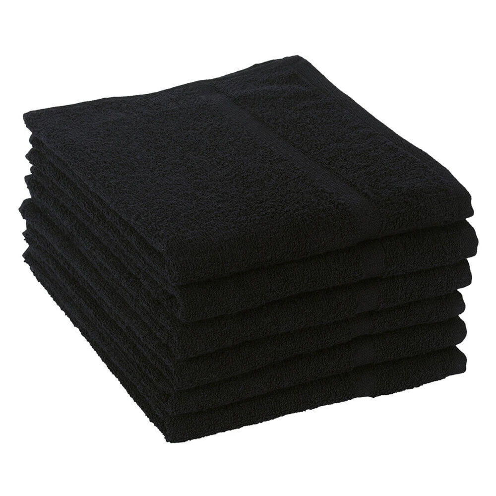 S-PRO Bleach Resistant Towels, Black, Pack Of 6 3 S-PRO Bleach Resistant Towels, Black, Pack Of 6