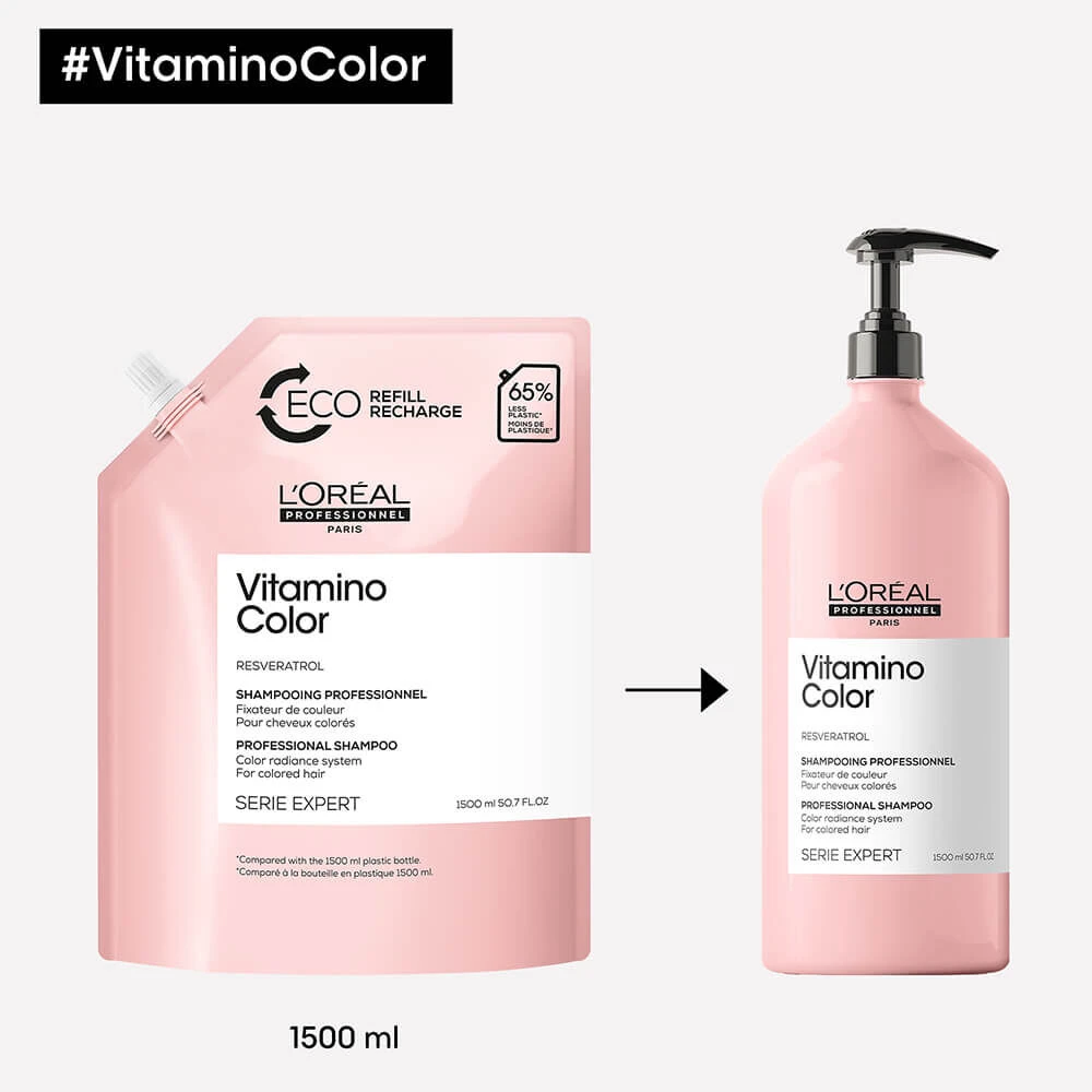 L'Oréal Professionnel Serie Expert Vitamino Color Professional Shampoo Refill 1500ml 4 L'Oréal Professionnel Serie Expert Vitamino Color Professional Shampoo Refill 1500ml - Image 2